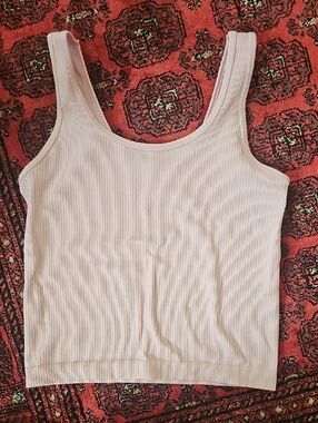 a new day Ribbed Scoop Tank Top — Pastel Pink